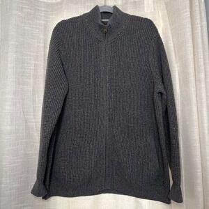 LL Bean Waffle Knit Sweater Heavyweight Full Zip Organic Cotton Men's Size XL‎